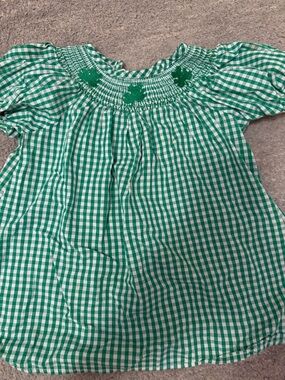 Girls' Green Gingham st Patrick’s day Smocked dress